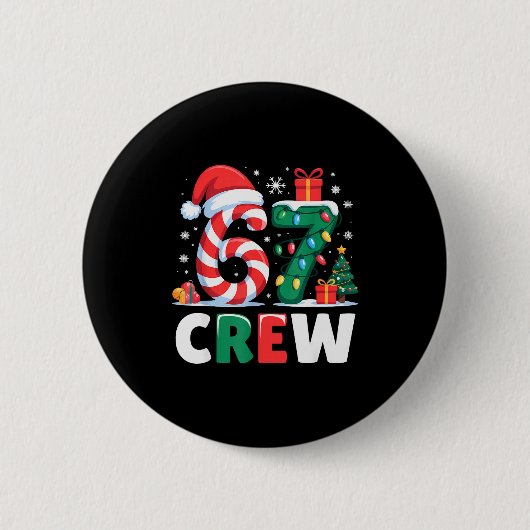 Badge Rond 5 Cm Christmas 67 Crew Brainrot Funny Candy Cane Lights (Devant)