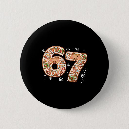 Badge Rond 5 Cm Christmas 6 7 Six Seven Funny 67 Meme Gingerbread (Devant)