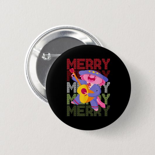 Badge Rond 5 Cm Christmas Axolotl Ugly Sweater Funny Christmas Sno (Devant & derrière)