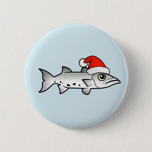 Badge Rond 5 Cm Christmas Barracuda Père Noël (Devant)