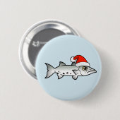 Badge Rond 5 Cm Christmas Barracuda Père Noël (Devant & derrière)