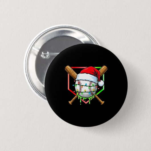 Badge Rond 5 Cm Christmas Baseball Drip Ice Cream Drip Baseball Lo (Devant & derrière)
