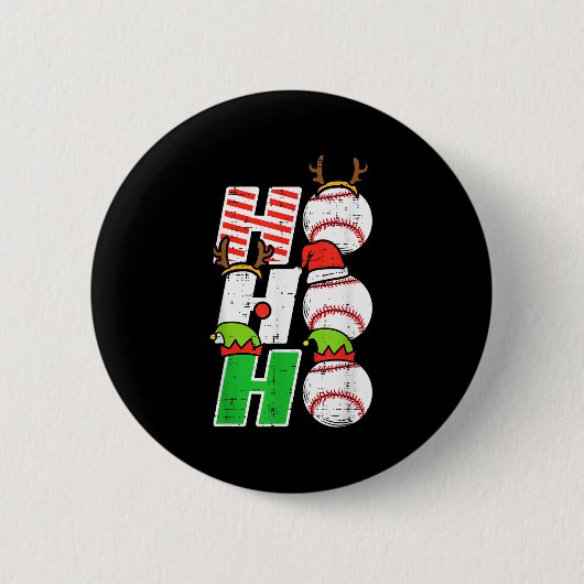 Badge Rond 5 Cm Christmas Baseball Ho Ho Ho Funny Xmas Srts Men Bo (Devant)