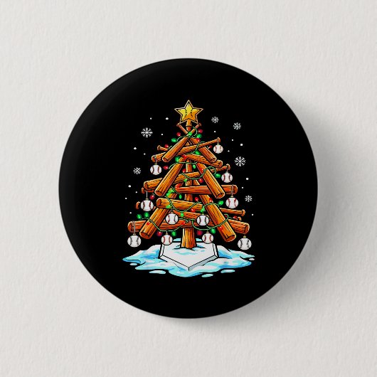 Badge Rond 5 Cm Christmas Baseball Tree Lights Xmas (Devant)