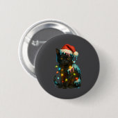 Badge Rond 5 Cm Christmas Black Cat Ice Cream Drip Santa Hat Cute  (Devant & derrière)