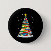 Badge Rond 5 Cm Christmas Book Tree Funny Librarians Books Lover (Devant)