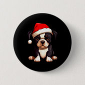 Badge Rond 5 Cm Christmas Boston Terrier Dog Santa Hat Funny Xmas (Devant)