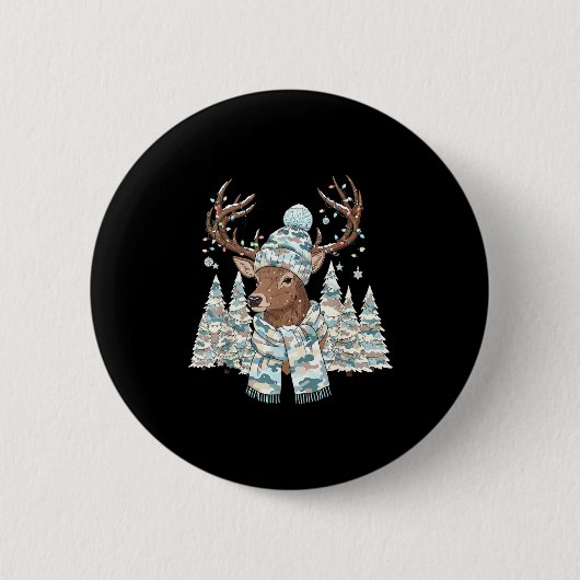 Badge Rond 5 Cm Christmas Camo Hunting Reindeer Pajamas With Deer  (Devant)