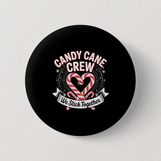 Badge Rond 5 Cm Christmas Candy Cane Heart Crew Family Matching Pa (Devant)