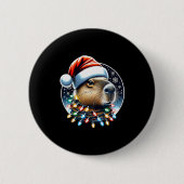 Badge Rond 5 Cm Christmas Capybara Santa Hat Xmas Lights Men Women (Devant)