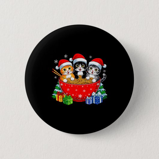 Badge Rond 5 Cm Christmas Cats Ramen Kitten Anime Xmas For Men Wom (Devant)