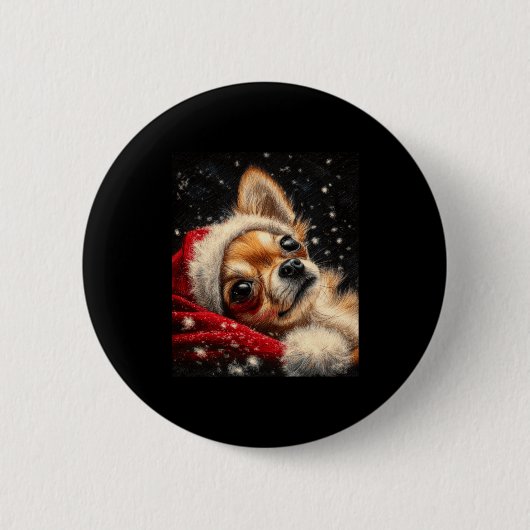 Badge Rond 5 Cm Christmas Chihuahua On A Long Sleeve (Devant)