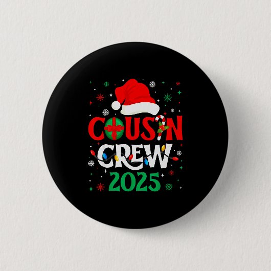 Badge Rond 5 Cm Christmas Cousin Crew 2025 Xmas Funny Matching Fam (Devant)