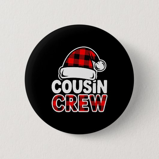 Badge Rond 5 Cm Christmas Cousin Crew Buffalo Red Plaid Pajamas Fa (Devant)