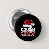 Badge Rond 5 Cm Christmas Cousin Crew Buffalo Red Plaid Pajamas Fa (Devant & derrière)