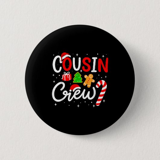 Badge Rond 5 Cm Christmas Cousin Crew Candy Cane Family Matching H (Devant)