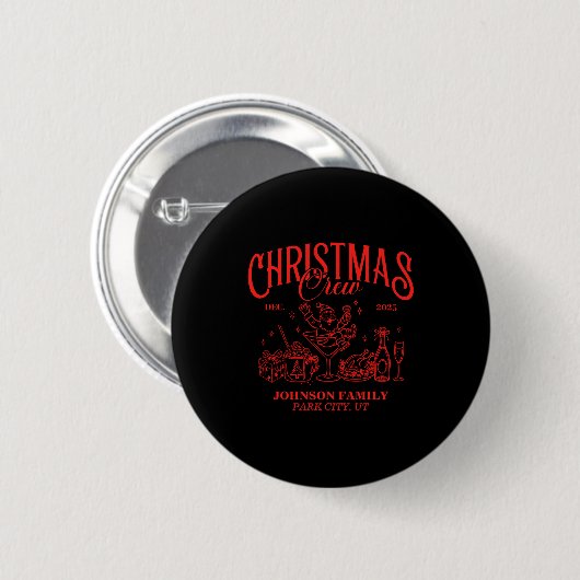 Badge Rond 5 Cm Christmas Crew Matching Family Group (Devant & derrière)