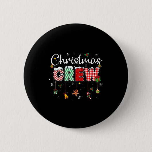 Badge Rond 5 Cm Christmas Crew Xmas Lights Family Matching Pajamas (Devant)