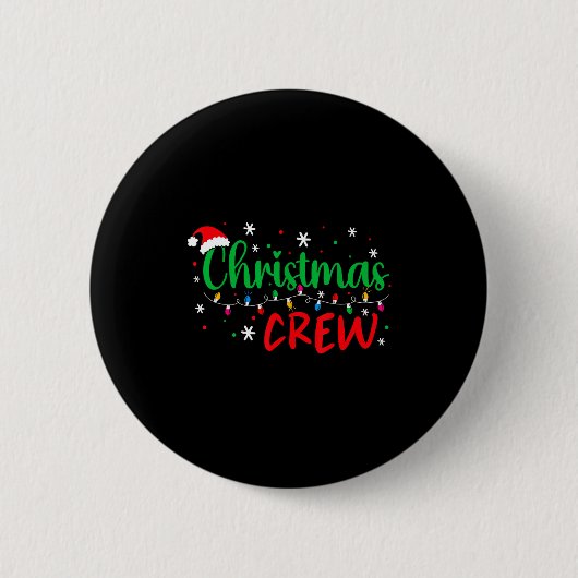 Badge Rond 5 Cm Christmas Crew Xmas Lights Family Matching Pajamas (Devant)