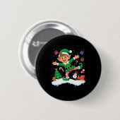 Badge Rond 5 Cm Christmas Dabbing Elf Tree Lights Boys Kids Dab Xm (Devant & derrière)
