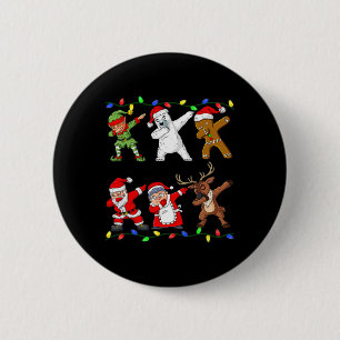 Badge Rond 5 Cm Christmas Dabbing Santa And Friends Quarantine Boy