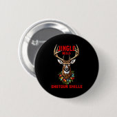 Badge Rond 5 Cm Christmas Deer Hunting Dashing Through Snow Jingle (Devant & derrière)