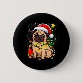 Badge Rond 5 Cm Christmas Dog Santa Clause Pug Puppy X-mas  (Devant)