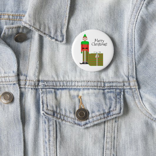 Badge Rond 5 Cm Christmas Elf Button - Forfait cadeau Chevron (En situation)