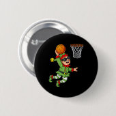 Badge Rond 5 Cm Christmas Elf Dunking Un Basketball Fun Boys Kids  (Devant & derrière)