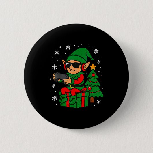Badge Rond 5 Cm Christmas Gamer Retro Elf Funny Xmas Gaming Boys K (Devant)