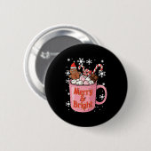 Badge Rond 5 Cm Christmas Gingerbread Cocoa Merry Bright Xmas Wome (Devant & derrière)