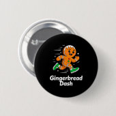 Badge Rond 5 Cm Christmas Gingerbread Dash Running Runner Xmas Mar (Devant & derrière)