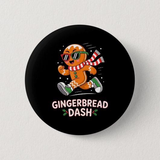 Badge Rond 5 Cm Christmas Gingerbread Dash Running Runner Xmas Mar (Devant)