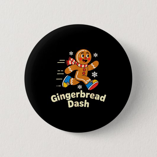Badge Rond 5 Cm Christmas Gingerbread Dash Running Runner Xmas Mar (Devant)