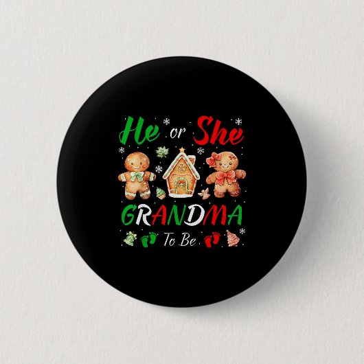 Badge Rond 5 Cm Christmas Gingerbread Gender Reveal He Or She Gran (Devant)