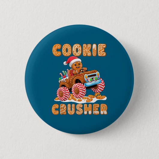 Badge Rond 5 Cm Christmas Gingerbread Pajamas Cookie Crusher Monst (Devant)