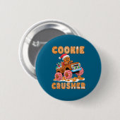 Badge Rond 5 Cm Christmas Gingerbread Pajamas Cookie Crusher Monst (Devant & derrière)