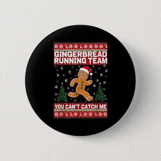 Badge Rond 5 Cm Christmas Gingerbread Running Team Funny Xmas Tee (Devant)