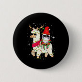Badge Rond 5 Cm Christmas Gnome On Llama, Cute Alpaca Chanukah Chr (Devant)