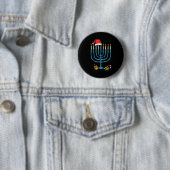 Badge Rond 5 Cm Christmas Hat Menorah Jew Hanukkah Chanukah Men Wo (En situation)