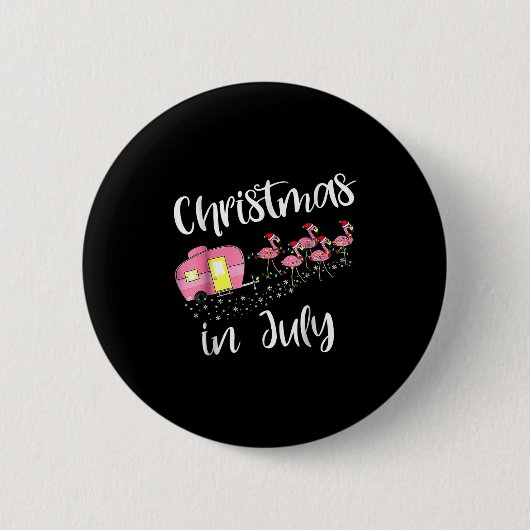 Badge Rond 5 Cm Christmas In July Flamingo Nk (Devant)