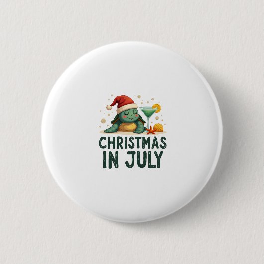 Badge Rond 5 Cm Christmas In July Turtle Summer Xmas Tortoise Wome (Devant)