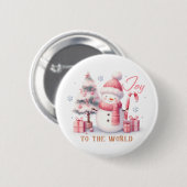 Badge Rond 5 Cm Christmas Joy to the World Button (Devant & derrière)