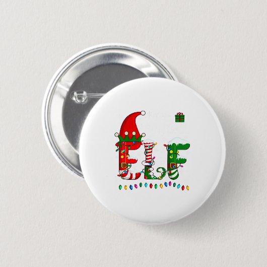 Badge Rond 5 Cm Christmas Light Family Matching Pajamas Softball E (Devant & derrière)
