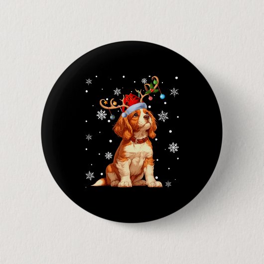 Badge Rond 5 Cm Christmas Lights Cavalier King Charles Spaniel Xma (Devant)