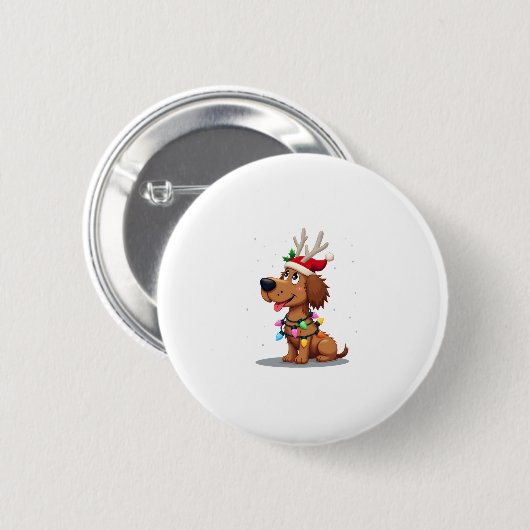 Badge Rond 5 Cm Christmas Lights Soft Coated Wheaten Terrier Dog T (Devant & derrière)