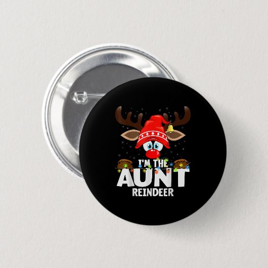Badge Rond 5 Cm Christmas Matching I'm The Aunt Reindeer (Devant & derrière)