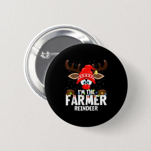 Badge Rond 5 Cm Christmas Matching I'm The Farmer Reindeer  (Devant & derrière)