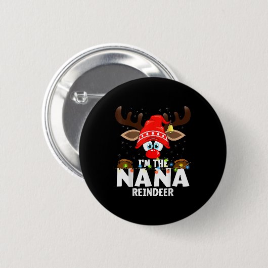 Badge Rond 5 Cm Christmas Matching I'm The Nana Reindeer (Devant & derrière)