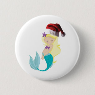 Badge Rond 5 Cm Christmas Mermaid